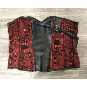 Charmian Skull Bones Red Black Corset Gothic‎ Steampunk Valentine Costume 5XL